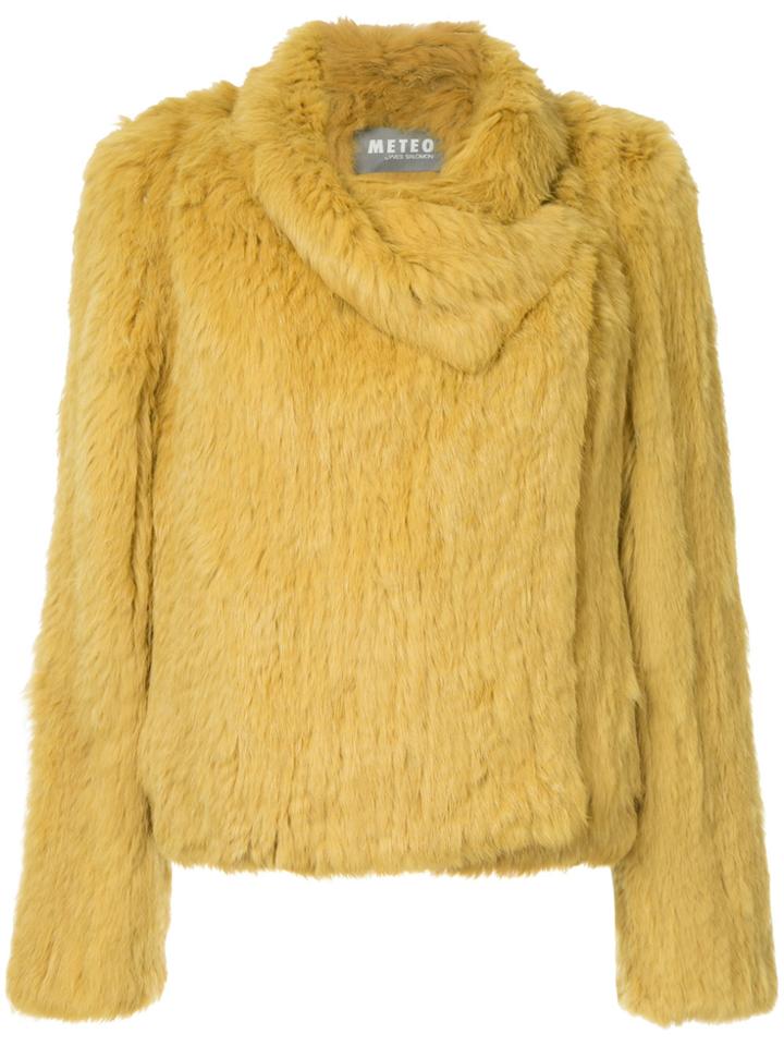 Meteo By Yves Salomon Wrapped Fur Waterfall Jacket - Yellow & Orange