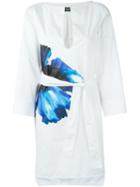 Dsquared2 Floral Belted Shirt Dress, Women's, Size: 44, White, Cotton