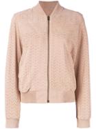 Meteo By Yves Salomon - Perforated Bomber Jacket - Women - Goat Suede - 38, Nude/neutrals, Goat Suede