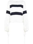 P.a.r.o.s.h. Striped Tie Cuff Sweatshirt - White