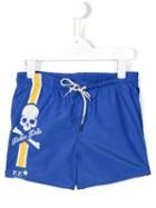 Philipp Plein Kids White Sand Beach Shorts, Boy's, Size: 12 Yrs, Blue