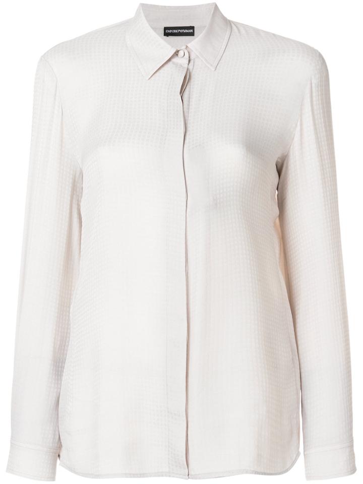 Emporio Armani Tonal Micro Check-print Shirt - Nude & Neutrals