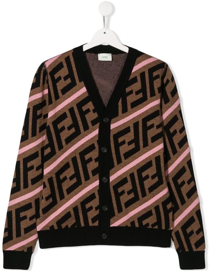 Fendi Kids Logo Cardigan - Brown