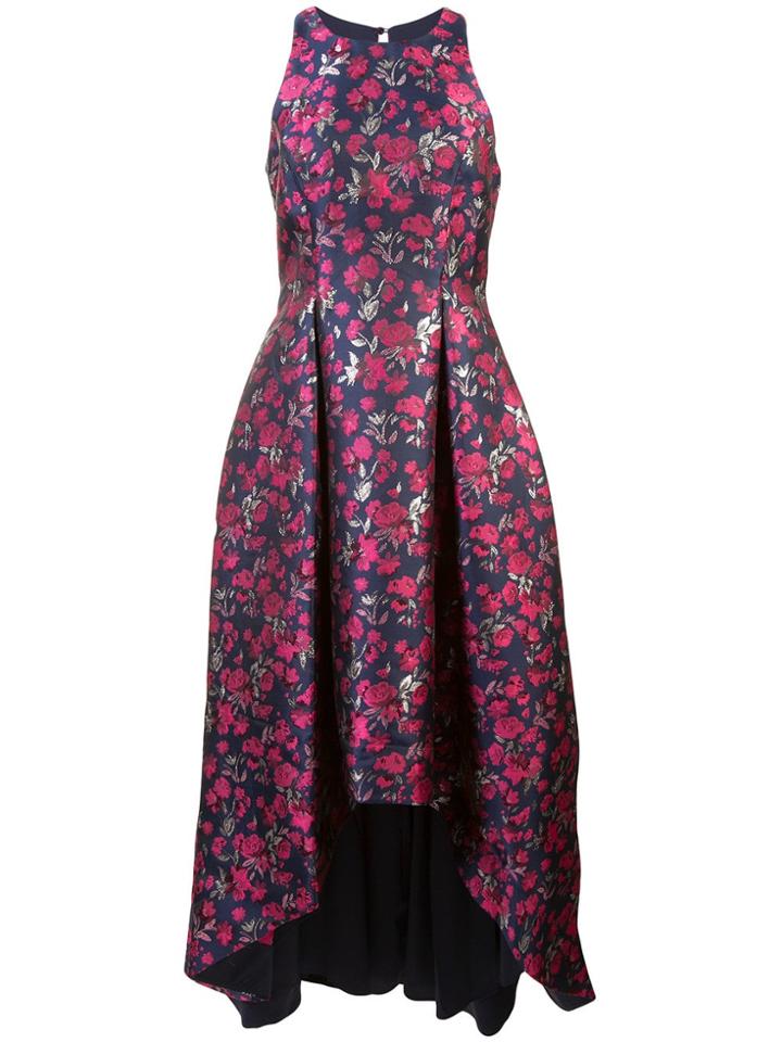 Aidan Mattox Sleeveles Floral Jacquard Gown - Pink & Purple