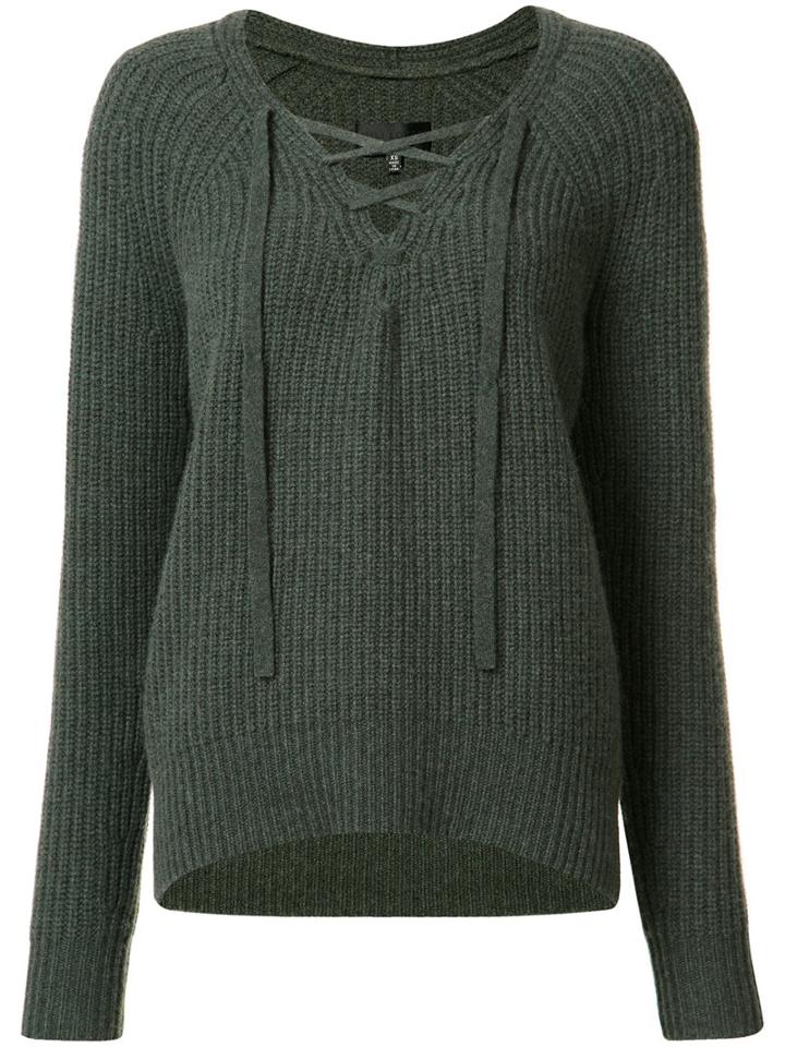 Nili Lotan Lace-up Jumper, Size: Medium, Green, Cashmere