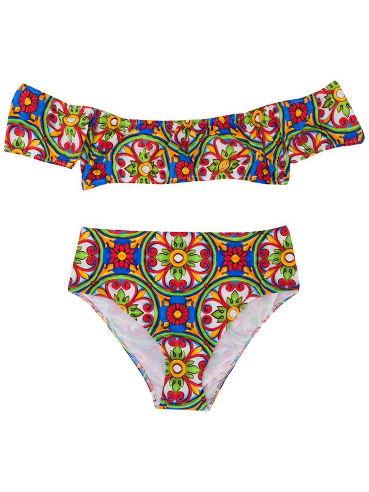 Mc2 Saint Barth Kids Teen Strapless Floral Print Bikini - Multicolour