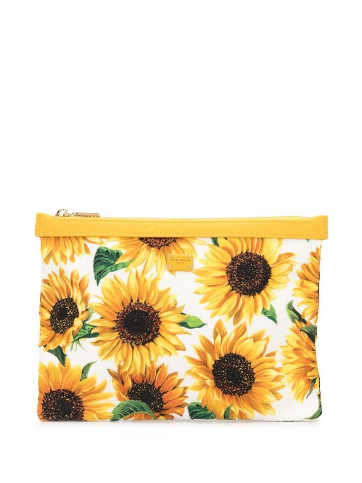 Dolce & Gabbana Flat Sunflower Wallet - White
