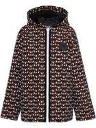 Miu Miu Logo Jacquard Hooded Coat - Neutrals