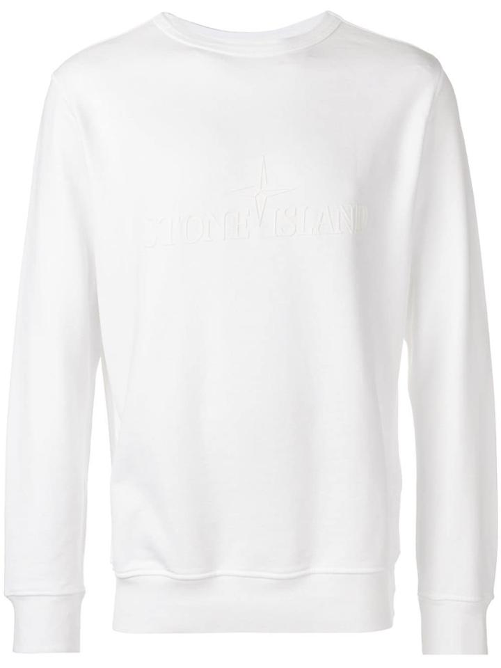 Stone Island Branded Jersey Sweater - White