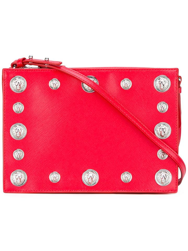 Versus Lion Head Shoulder Bag, Women's, Red, Leather