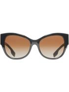 Burberry Monogram Detail Butterfly Frame Sunglasses - Black
