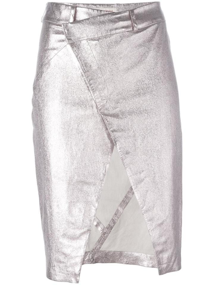A.f.vandevorst Open Front Pencil Skirt - Pink & Purple