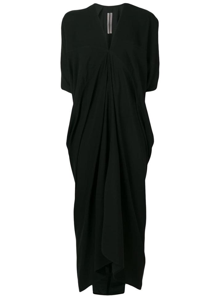 Rick Owens V-neck Gathered Detail Dress - Black