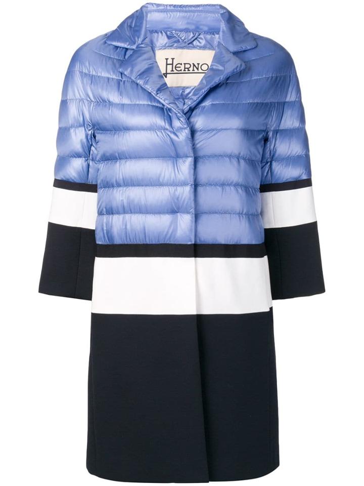 Herno Contrast Padded Coat - Blue