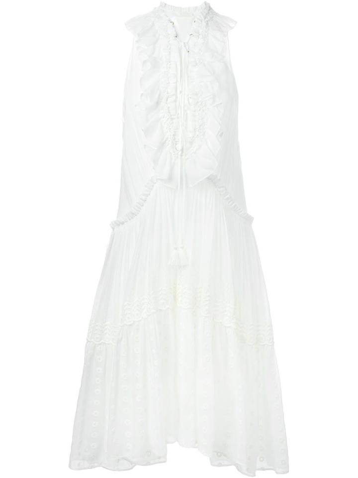 Chloé Ruffle Detail Dress, Women's, Size: 38, White, Cotton/silk