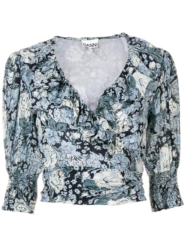 Ganni Wrap Around Blouse - Blue