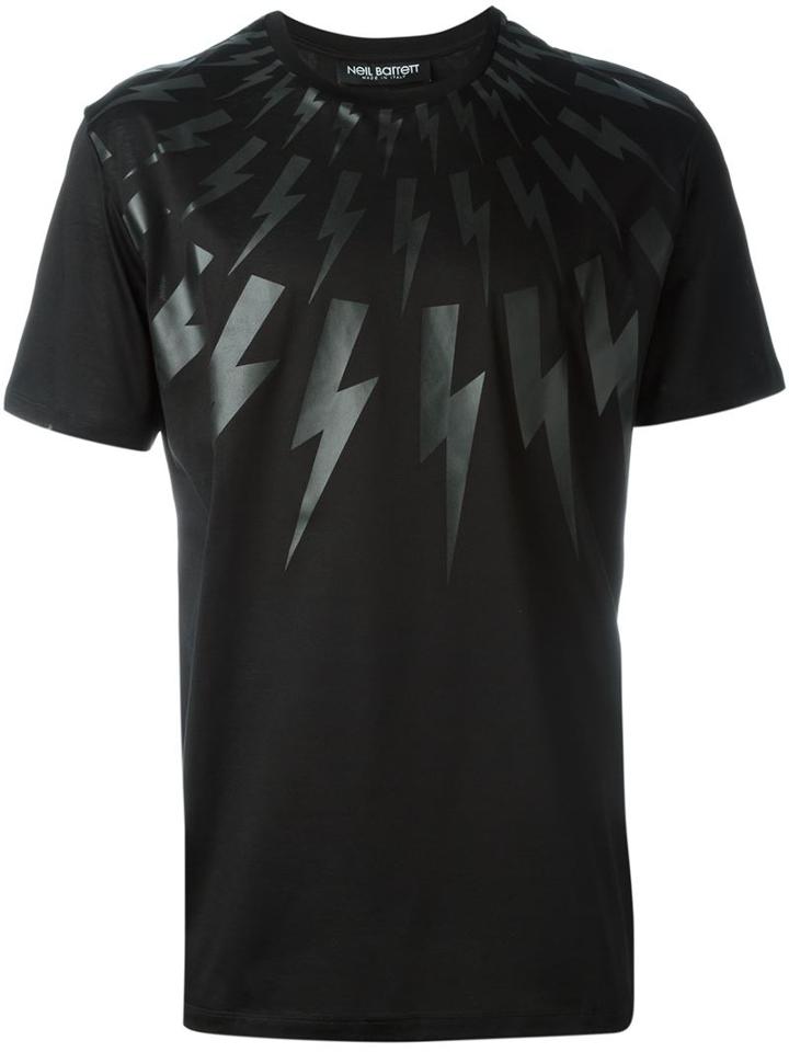 Neil Barrett Lightning Bolt T-shirt, Men's, Size: M, Black, Cotton