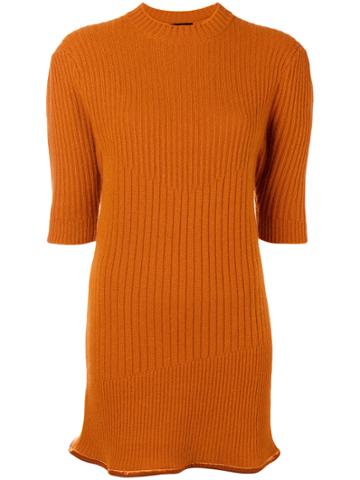 Cashmere In Love Cashmere Ribbed Knit Dress - Yellow & Orange
