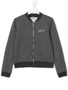 Karl Lagerfeld Kids Teen Embroidered Logo Bomber Jacket - Grey