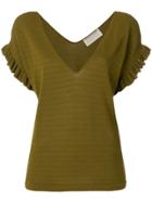 Chiara Bertani Frill Trim Knit Top - Green