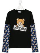 Moschino Kids Teen Teddy Print Long Sleeve T-shirt - Black