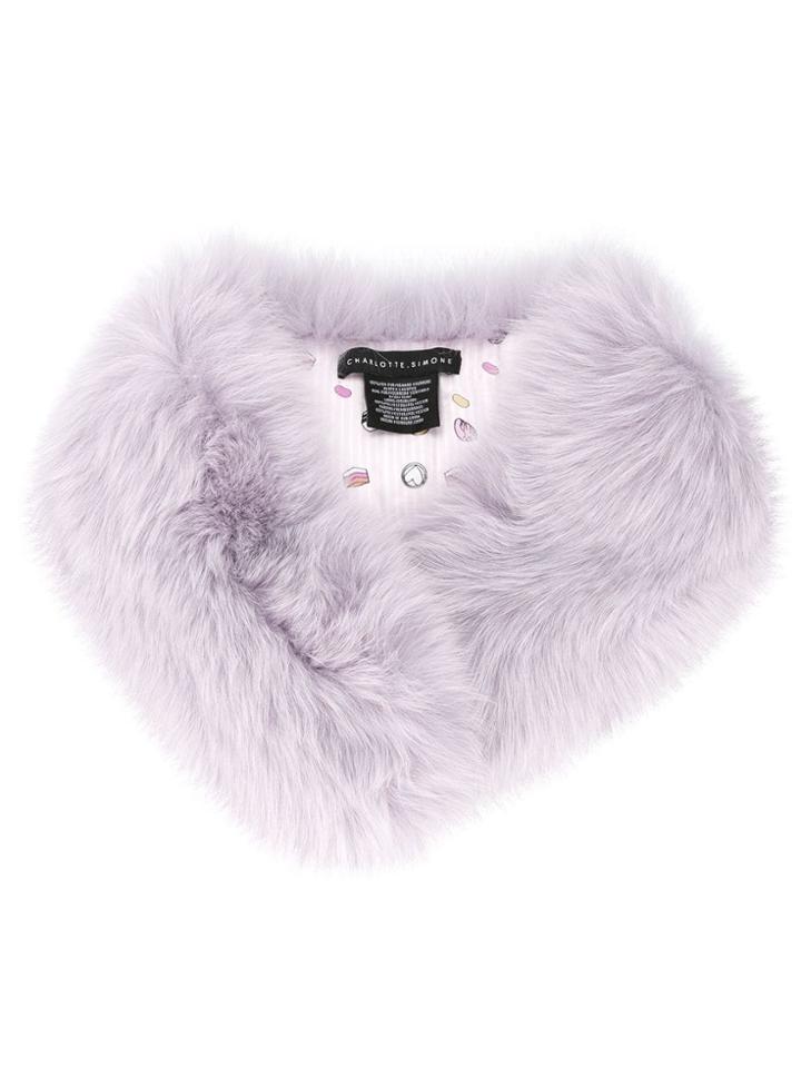 Charlotte Simone Fox Fur Scarf - Pink & Purple