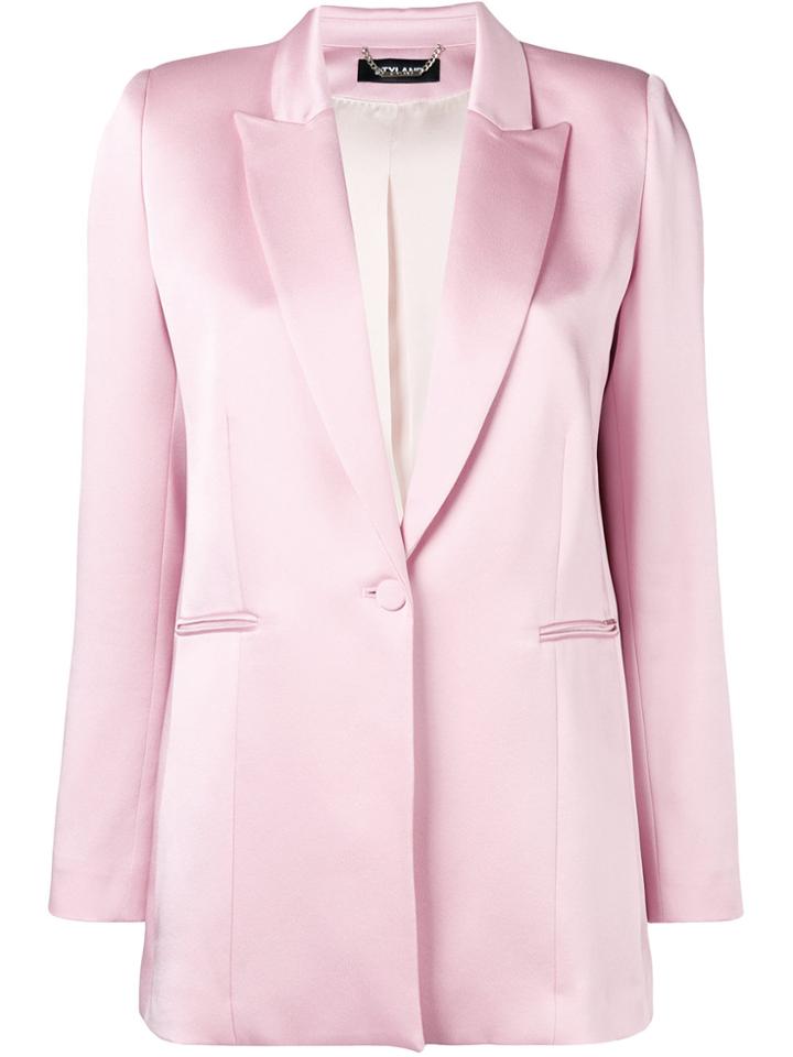 Styland Satin Blazer - Pink & Purple