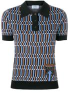 Prada Jacquard Knit Polo Shirt - Black