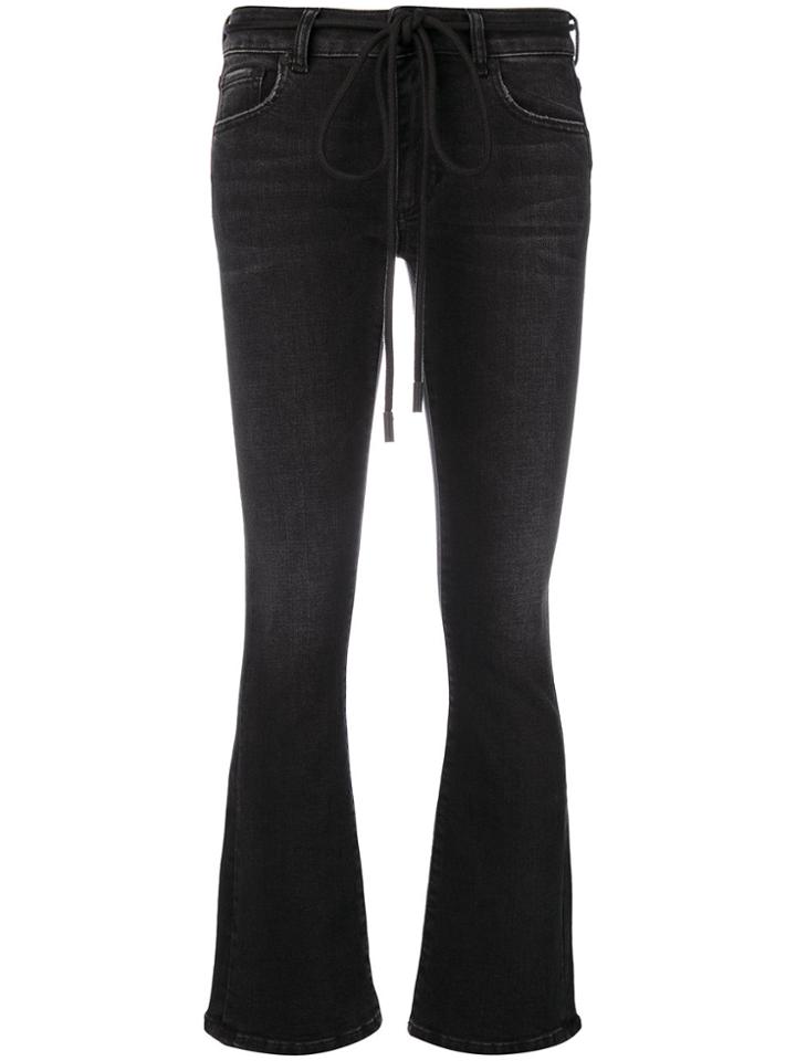 Off-white Embroidered Flared Jeans - Black