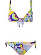 Emilio Pucci Rivera Print Tie Front Bikini - Purple