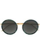 Linda Farrow Round Oversized Sunglasses - Green