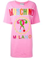 Moschino - Logo Slogan T-shirt Dress - Women - Cotton/other Fibers - 38, Pink/purple, Cotton/other Fibers