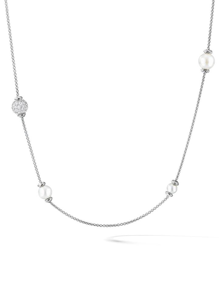 David Yurman 18kt White Gold Solari Station Long Pearl And Diamond