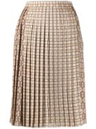 Burberry Pleated Midi Skirt - Neutrals