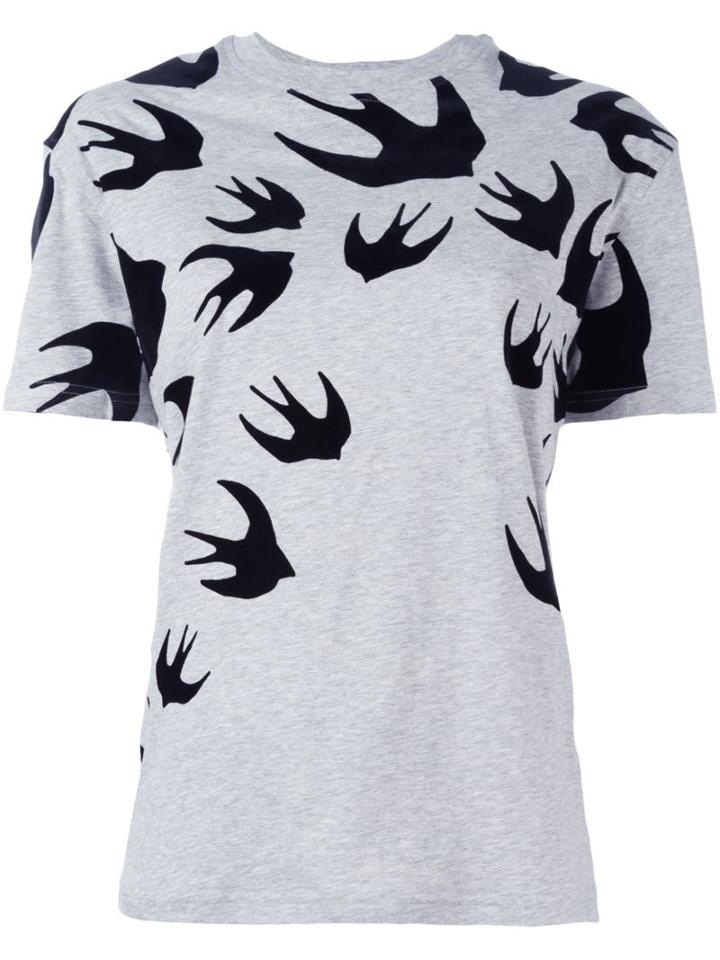 Mcq Alexander Mcqueen Swallow Swarm Patch T-shirt, Women's, Size: S, Grey, Cotton