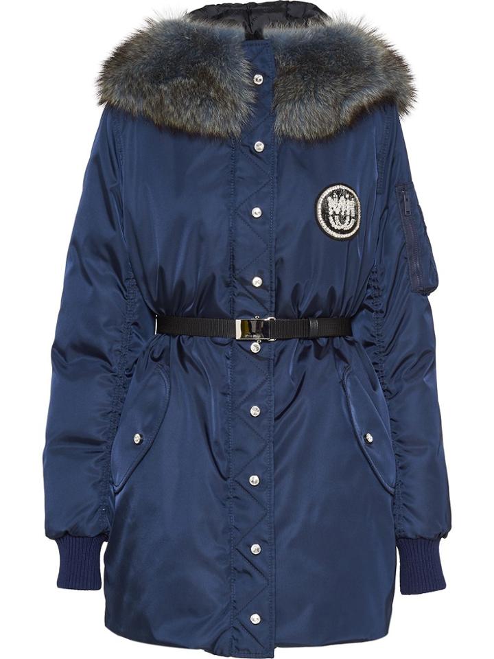 Miu Miu Nylon Gabardine Puffer Jacket - Blue