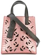 Kenzo Small Logo Cut Shoulder Bag, Women's, Pink/purple, Cotton/polyamide/polyurethane/calf Leather