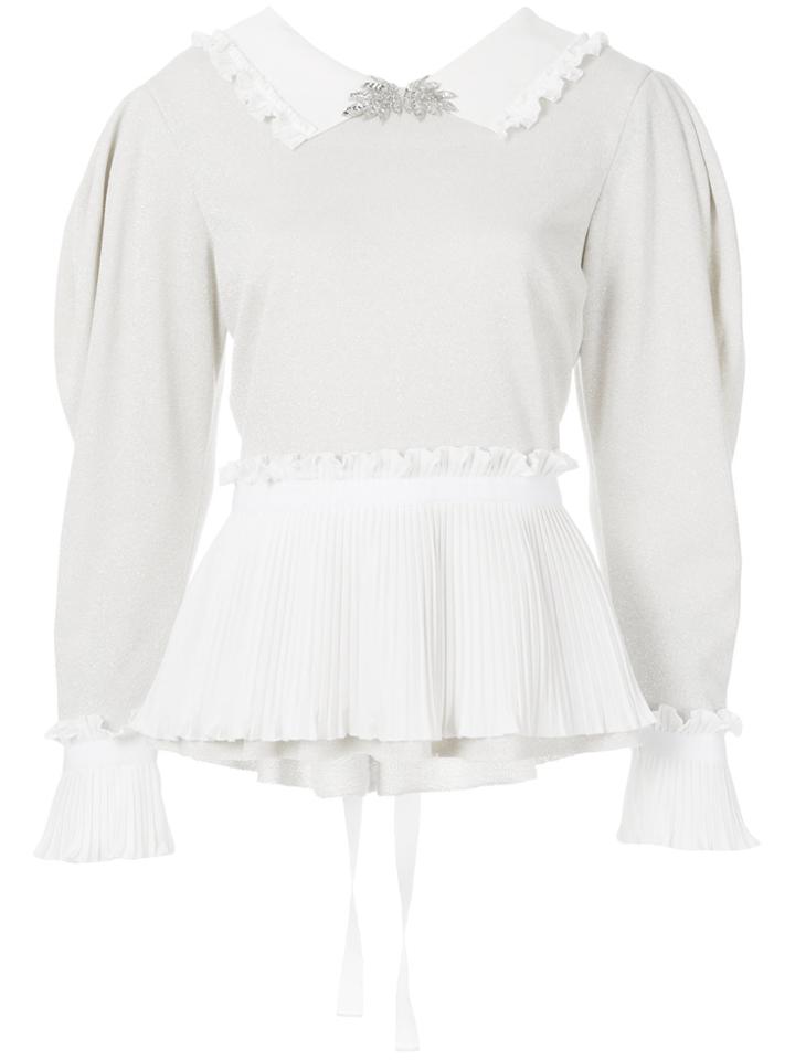 Parlor Pleated-hem Fitted Shirt - Metallic