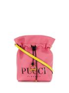 Emilio Pucci Logo Print Drawstring Bucket Bag - Pink