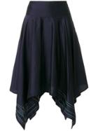 Thom Browne Scarf Hemline Below-knee Silk Skirt - Blue
