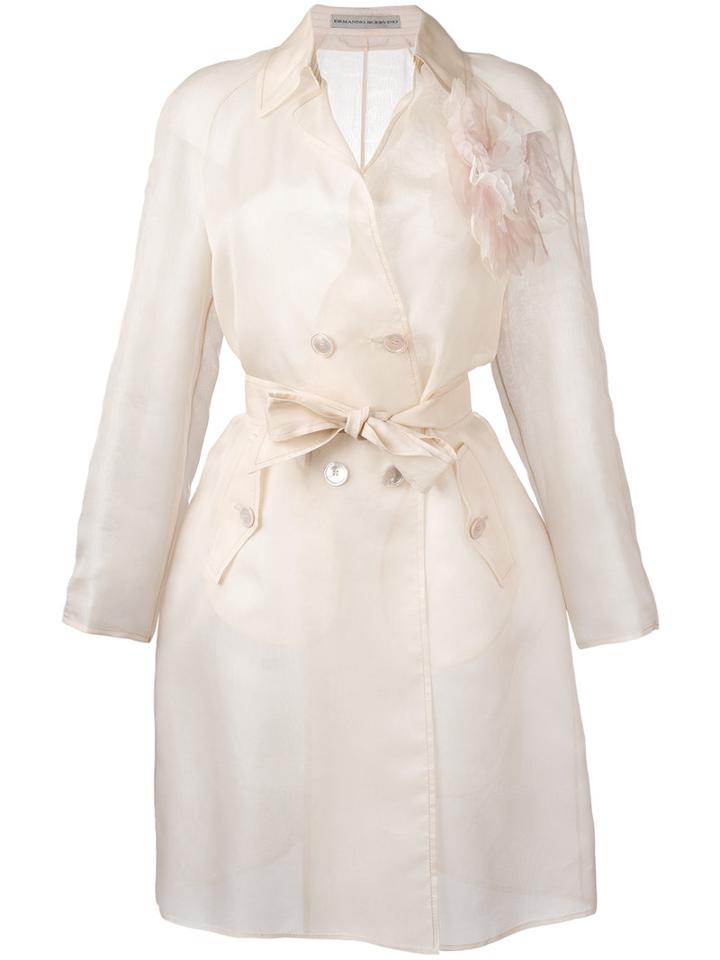 Ermanno Scervino Belted Lightweight Coat, Women's, Size: 46, Nude/neutrals, Silk