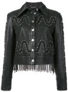 Yigal Azrouel Studded Detail Fringed Jacket - Black