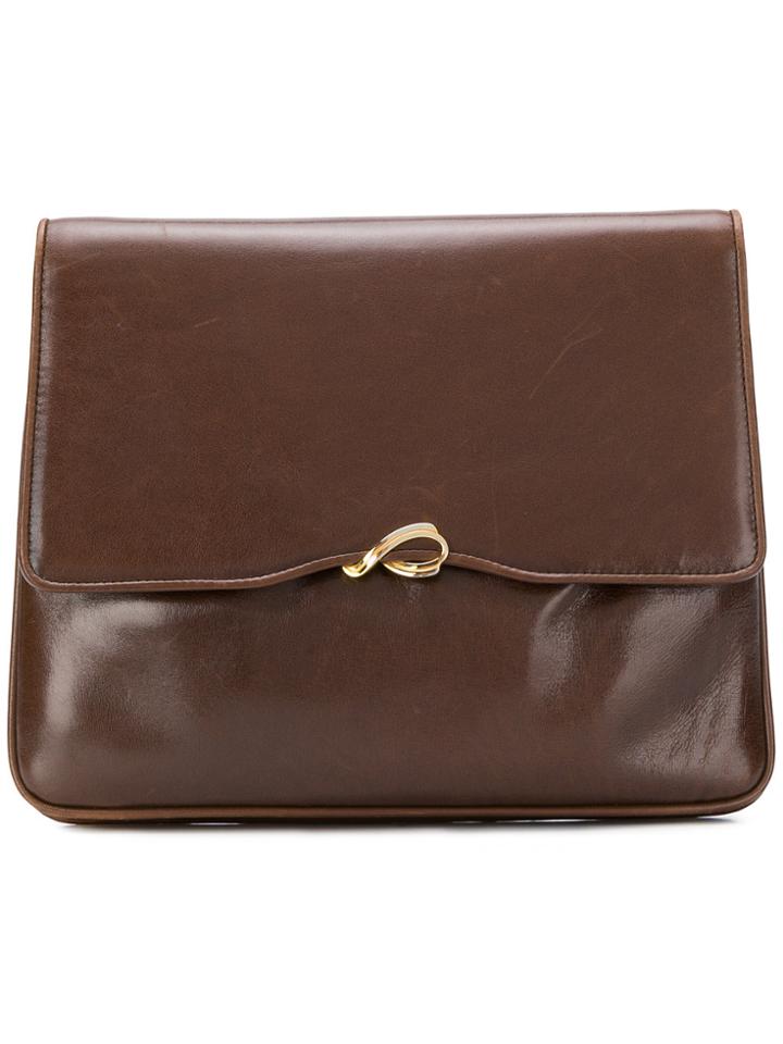 Salvatore Ferragamo Vintage Square Flap Clutch - Brown