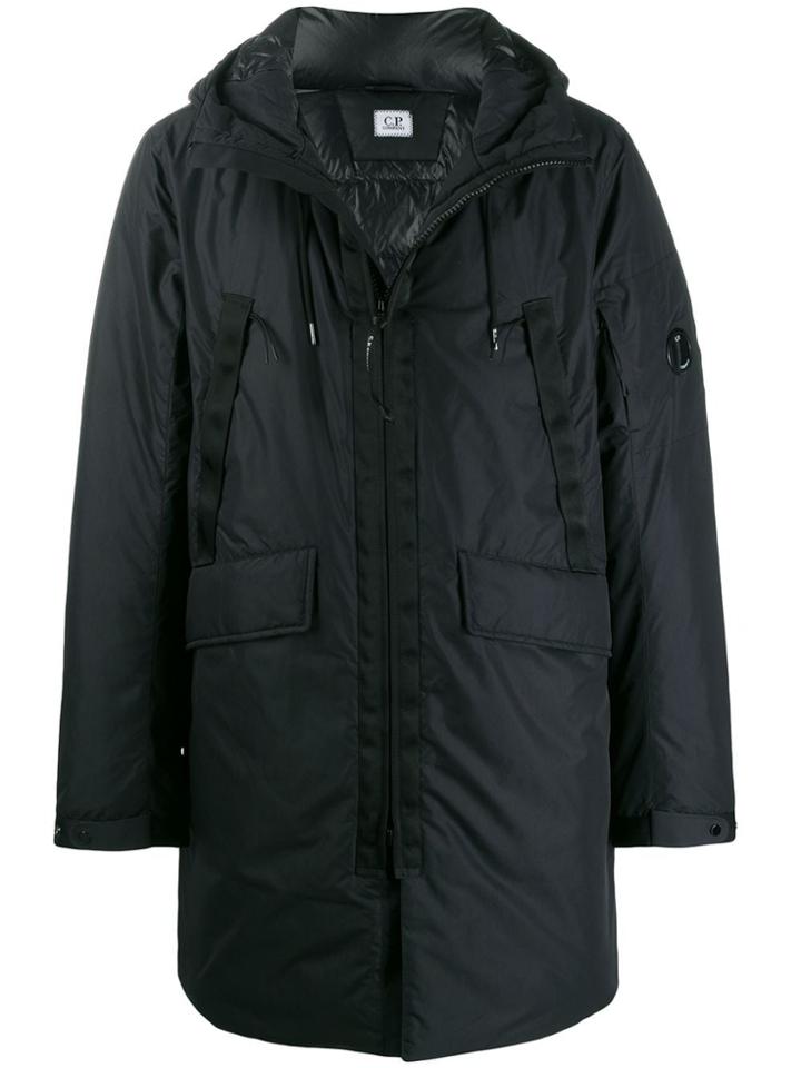 Cp Company Padded Drawstring Hood Coat - Black