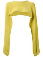 Valentino Flare-sleeve Cropped Sweater, Women's, Size: Small, Yellow/orange, Cashmere