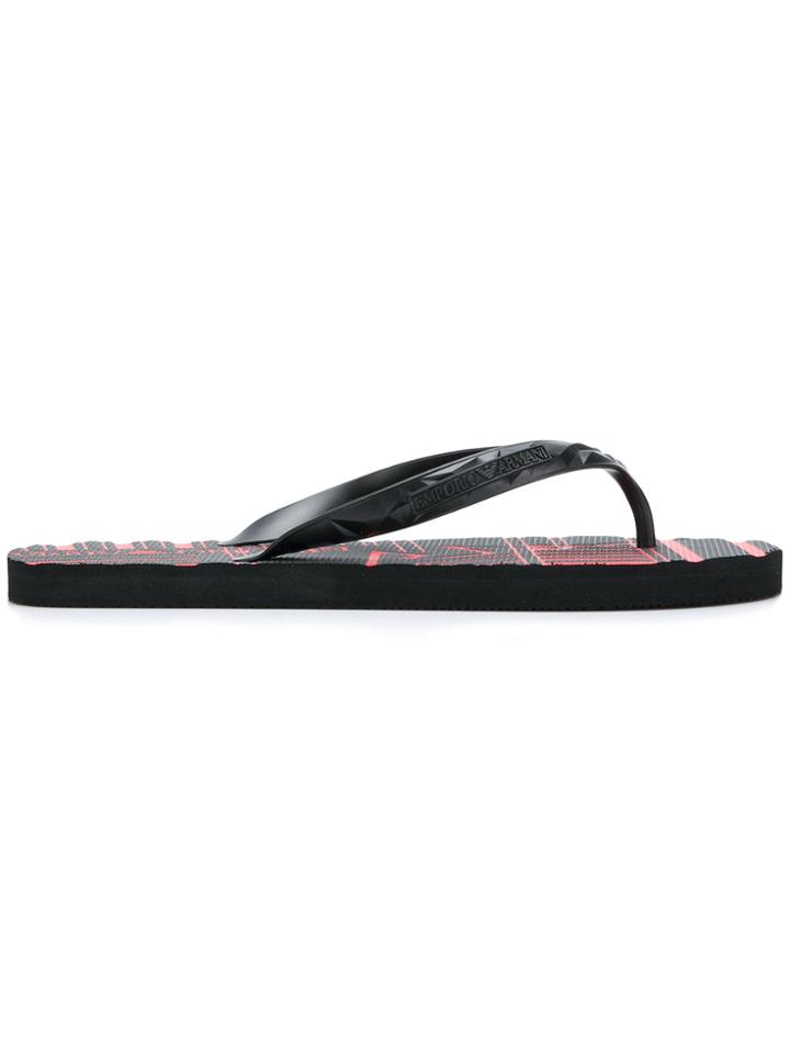 Emporio Armani Logo Flip-flops - Black