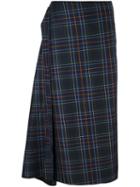 Cédric Charlier Checked Asymmetric Skirt, Women's, Size: 38, Blue, Virgin Wool/other Fibers