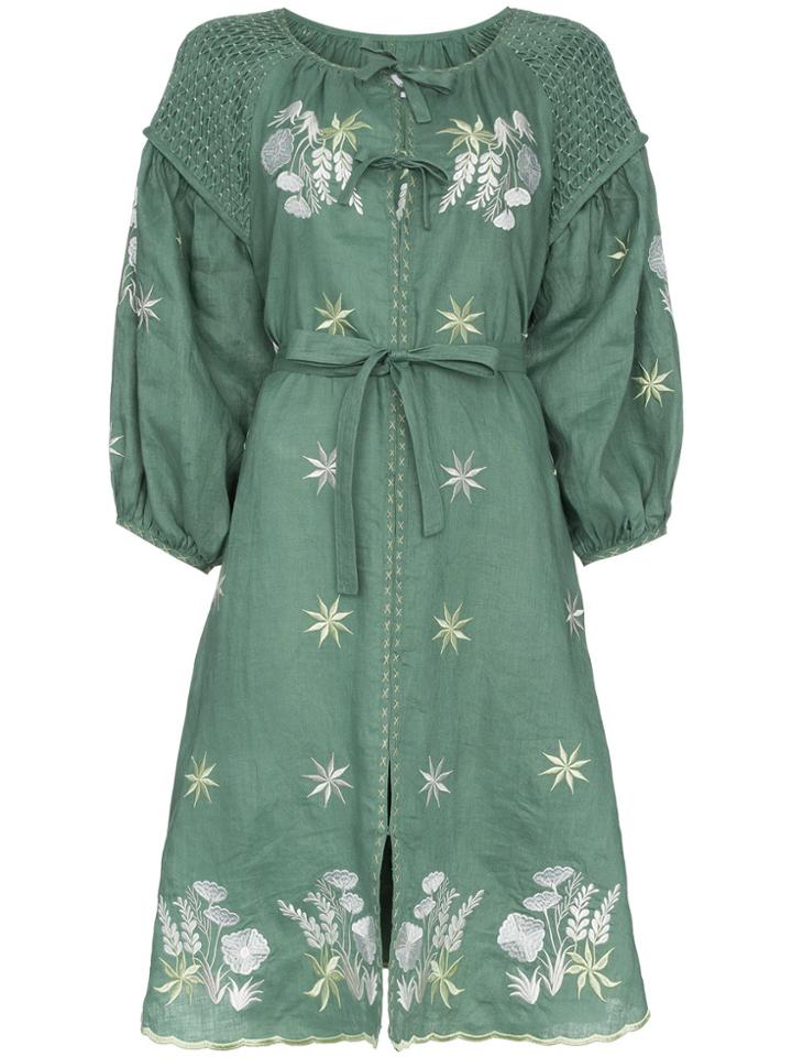 Innika Choo Hugh Jesmok Midi Smock Dress - Green