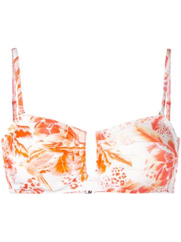 Evarae Floral Print Bikini Top, Women's, Size: Medium, White, Polyamide/spandex/elastane
