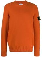 Stone Island Logo Long-sleeve Sweater - Orange